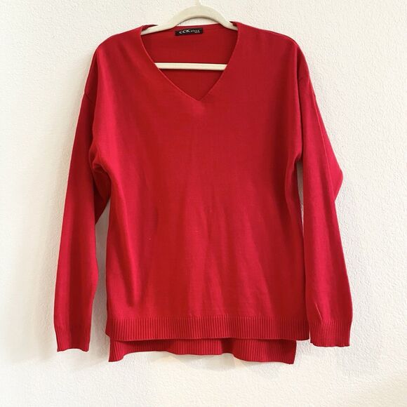 CCK Style Womens Blush Wool-Blend V-Neck Sweater Size 36 Large‎ Red - Picture 6 of 9